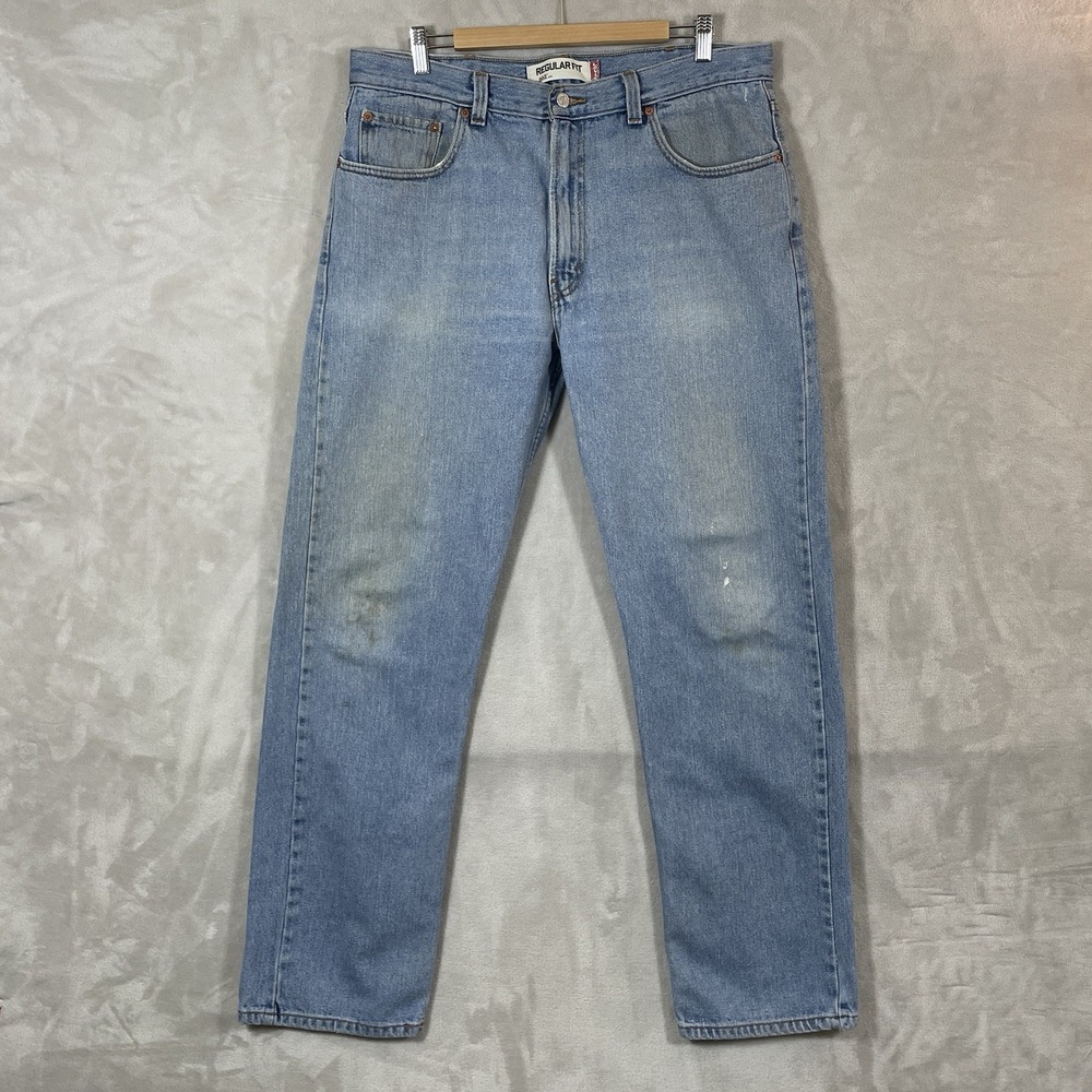 Y2K Levis 505 Jeans Mens 38x34 (fit 38x32) Distressed Light Wash Grunge Vtg 2005